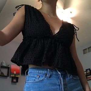 MANGO lace peplum tank